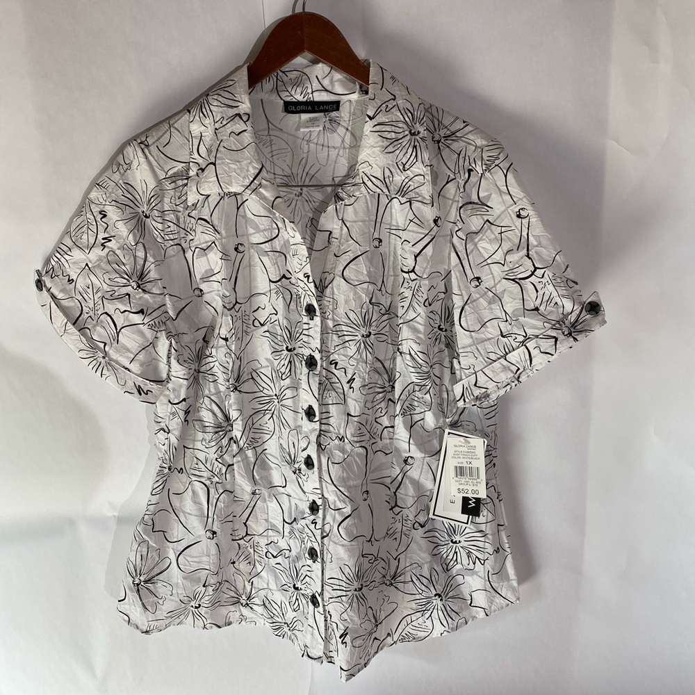 Gloria Lance black/white floral print blouse.